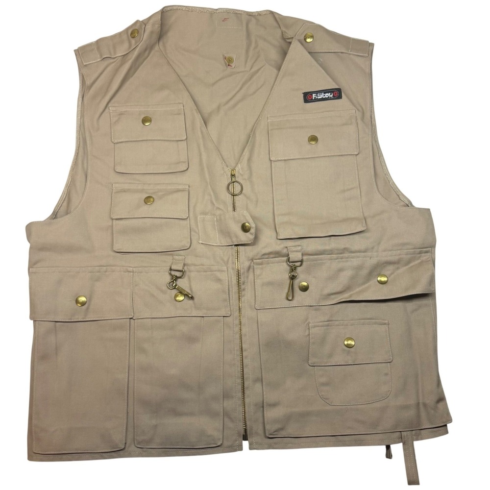 VTG F-Stop Mens Tan Khaki Multi Pocket Photography Utility Hunt Vest XL Gorpcore